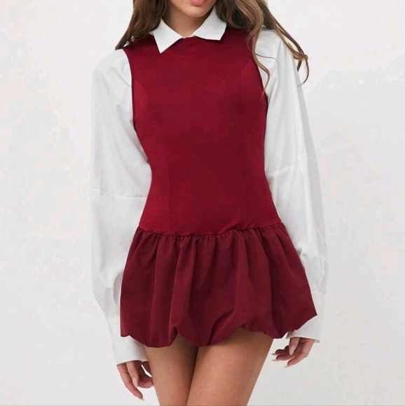 Women's Casual, Daily, Commute, Shopping Fitted Ruffle Hem,Puff Set Outfit - Picture 3 of 5